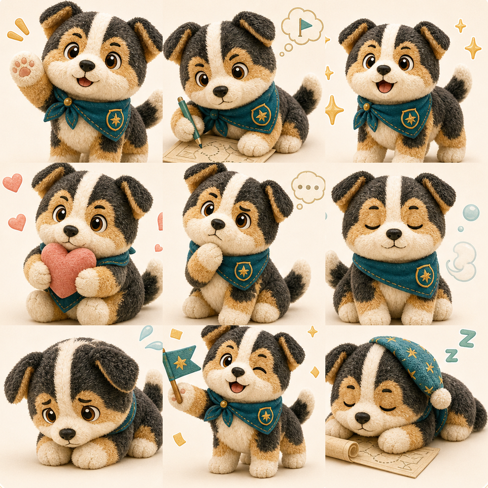 领航犬聊天表情包九宫格预览